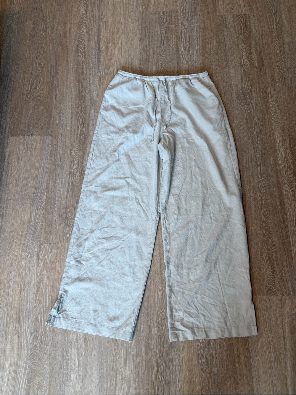 wild fable Light Beige Wide-Leg Cotton Chinos